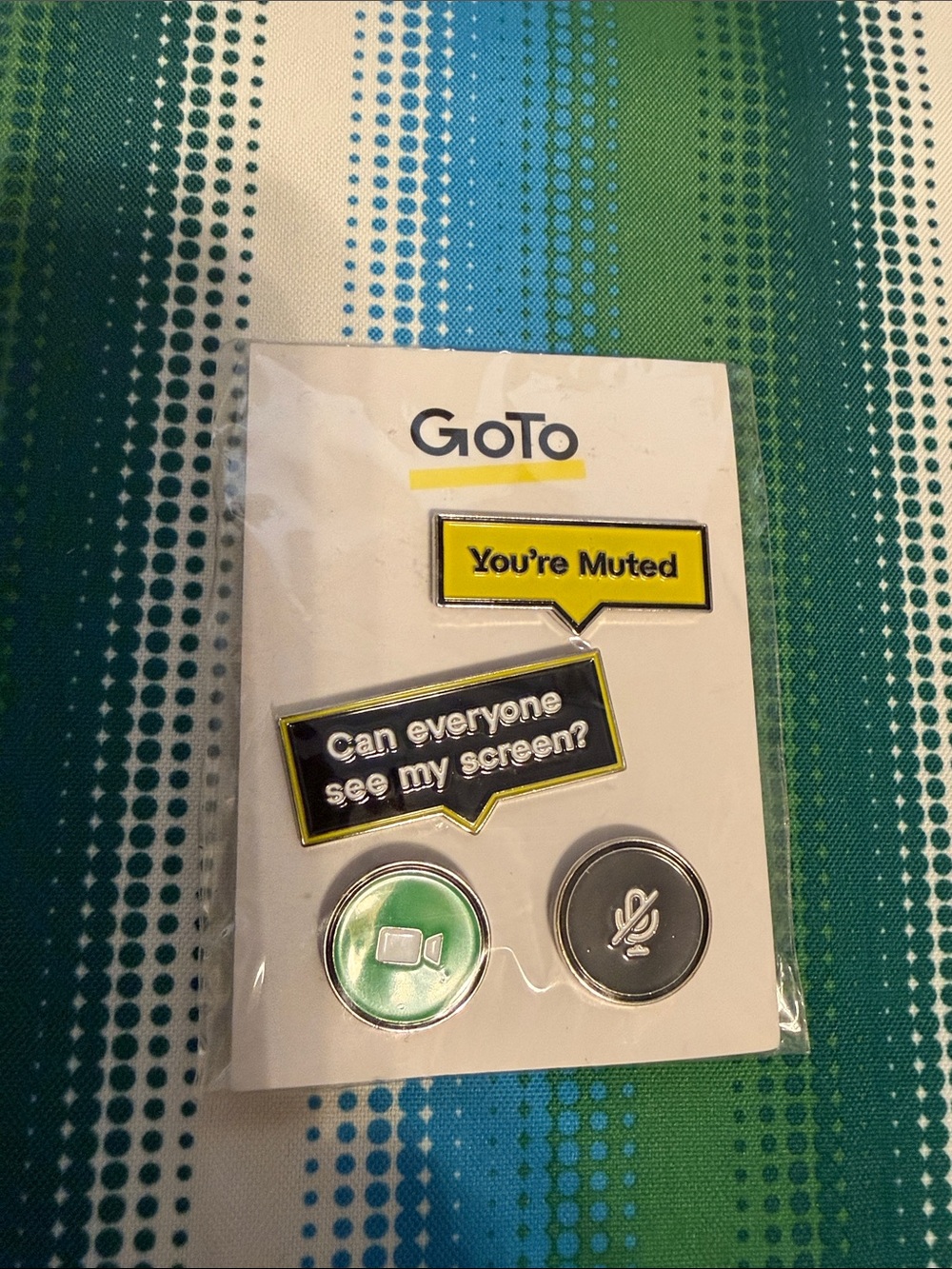 Home Office Enamel Pin Set – Green, Yellow, Black Accents